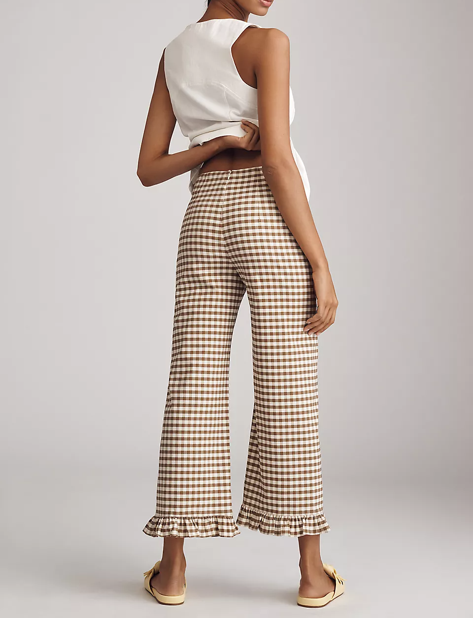 The Colette Ruffle-Hem Crop Wide-Leg Pants by Maeve